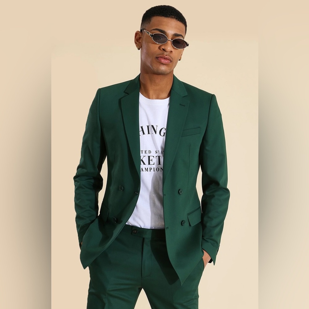 NWT boohooMAN Skinny Double Breasted Suit Jacket